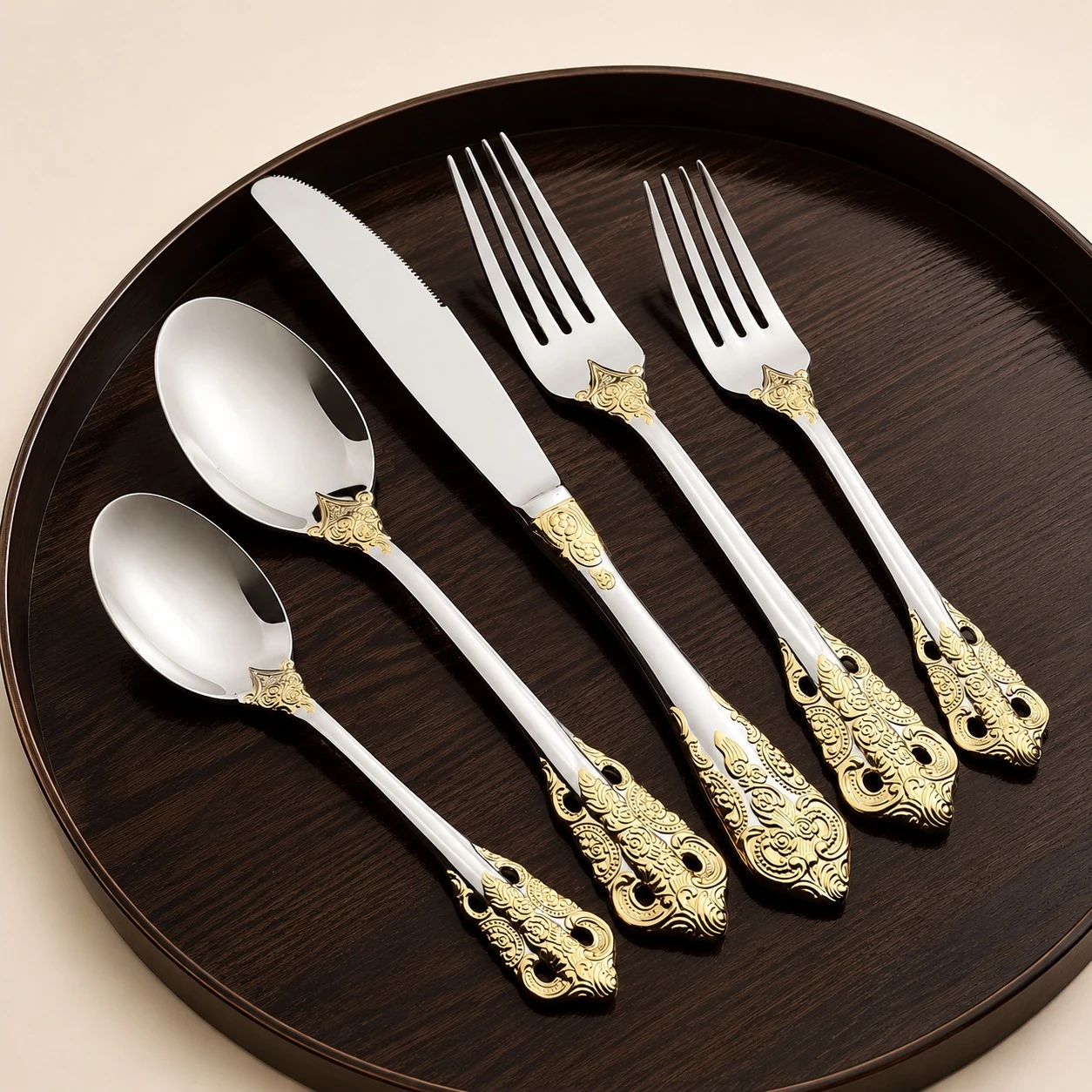 Gold Tone Carved 5-Piece Set by Yinshiji